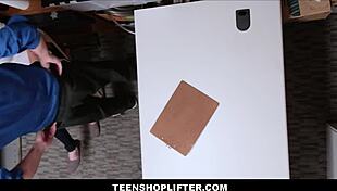 Sexy thick teen Raven Reign caught with fake IDs, fucked by security officer