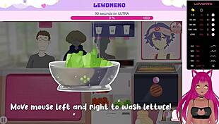 Vtuber Lewdneko's femboy burger playthrough with moaning and ass fucking