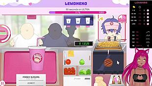 Vtuber Lewdneko's femboy burger playthrough with moaning and ass fucking