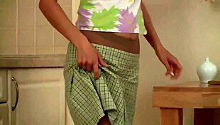 indian girl trying new stockings softly