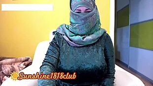 Indian wife in hijab shows big boobs on live cam