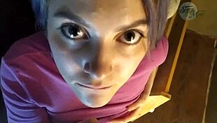 in a russian homemade scene, a young teen amateur performs deepthroat pov blowjob