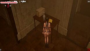 Shaved Pussy Play in Mansion Escape with Cumshot