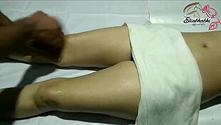 Indian lady receives a relaxing full body massage at home