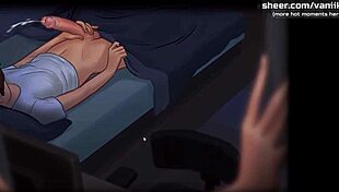oh wow! wild sex with stepmom in bed during summertime saga gameplay!