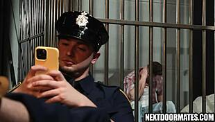 In the prison, muscular hunk roman todd bribes guard masyn thorne for a hardcore blowjob