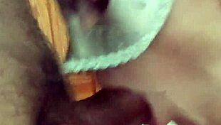 bold young babe sucks cock and swallows cum during intense masturbation session