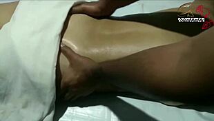 Indian lady receives a relaxing full body massage at home