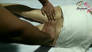 Indian lady receives a relaxing full body massage at home