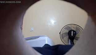 arab man spies on asian sister's nice ass with hidden camera