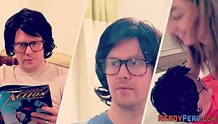 British Amateur Tricks Nerd Into First Blowjob And Facial