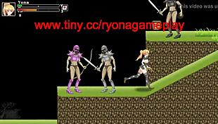 Cute blonde girl in hentai battle with soldiers