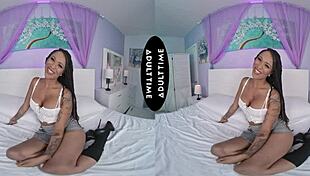 Cali Sweets teases David Lee in up close VR before riding like a champ