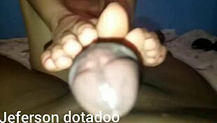 Dark-Skinned Beauty Jerking Off with Her Foot in an Intimate Amateur Session