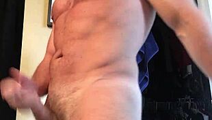 huge muscular bodybuilder struggling to cum solo
