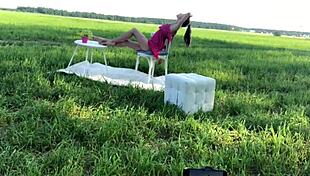 Skinny Russian Teen Rides Backstage!