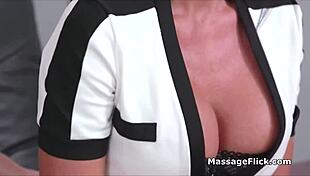 I messed up massagin' my boss's big tits and ended up fingerin' her pussy at work.