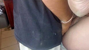 Quickie kitchen fuck with brunette amateur pussy close up!