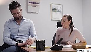 Bella Rolland, the PAWG secretary, fucks her cheating husband in the office