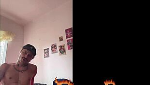 this muscular twink rips clothes in hot striptease and cums 😈