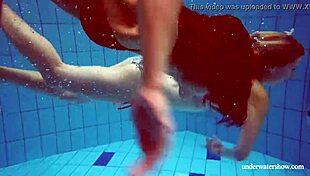 marusia and melisa darkova underwater lesbian striptease in bikini