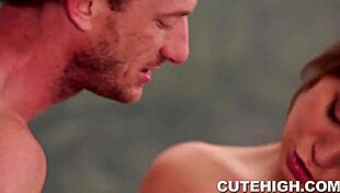 Big tits Jojo engages in kissing, sucking, and roleplay with cock