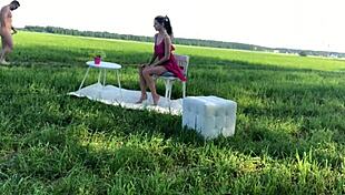 Skinny Russian Teen Rides Backstage!