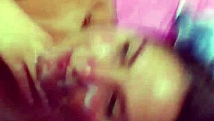 hot brunette sucking cock for facial