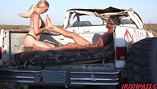 Beautiful paisley gets fucked in the back of a pickup truck
