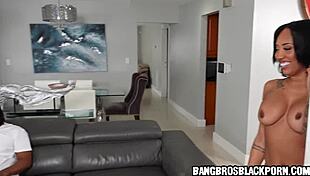 Hot Black Amateur with Great Tits Gives Sloppy POV Blowjob