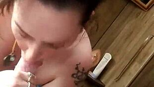 amateur couple engages in intense deepthroat and handjob session