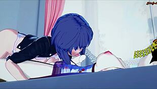 Futa motoko kusanagi teases geisha's dick