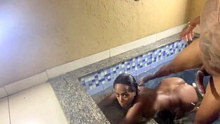 Skinny brunette bent over takes big cock!