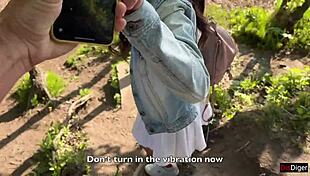 Girlfriend Experiences Intense Orgasms in Public Park Controlled by Toy