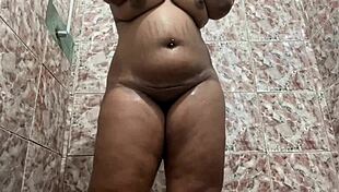 Beautiful woman masturbates and has an orgasm in the bathroom