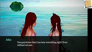 Redhead amateur in homemade anime game exposes small tits