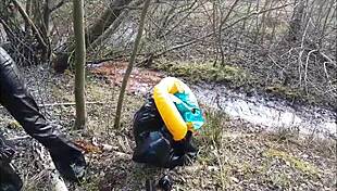 Rich German femdom in latex dominates outdoors brutally.