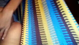 Skinny latina in glasses masturbates during christmas homemade session