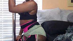 Naejae twerks her ass and grinds pussy on pole