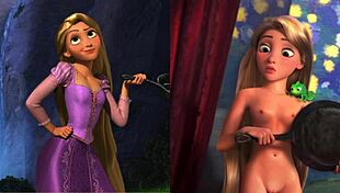 Cartoons Original and Naked Comparison Version Two Featuring Princess Characters