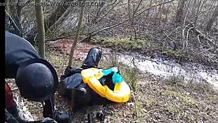 Rich German femdom in latex dominates outdoors brutally.