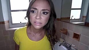 Mean latina step-mom receives cum on big tits and ass