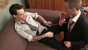 Man, Suited Gay Twinks Lewis Romeo and Steve Agostina Breed Bareback