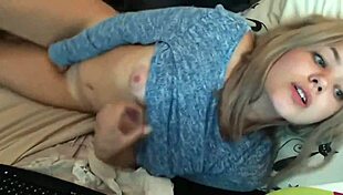 Gorgeous blonde camgirl with cute tits masturbating on webcam