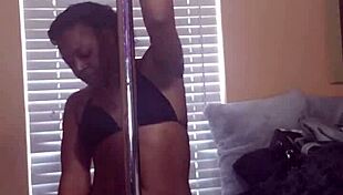 Naejae twerks her ass and grinds pussy on pole