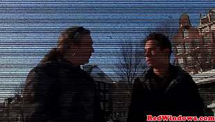 Closeup doggystyle sex with beautiful European hooker! Bent over blowjob cumshot.