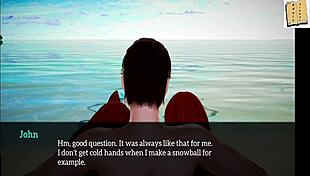 Redhead amateur in homemade anime game exposes small tits