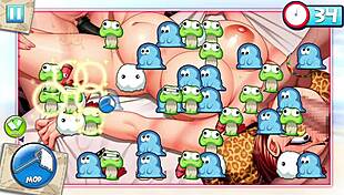 Cleaning hentai images turns into a game where cute anime girls blow big cocks and get creampied