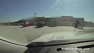 Porta gloryhole devours strangers’ cum in wild public action