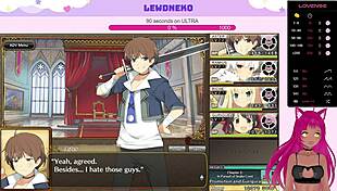 LewdNeko plays Evenicle part 8, cute VTuber gets creampied and moans in hentai game.